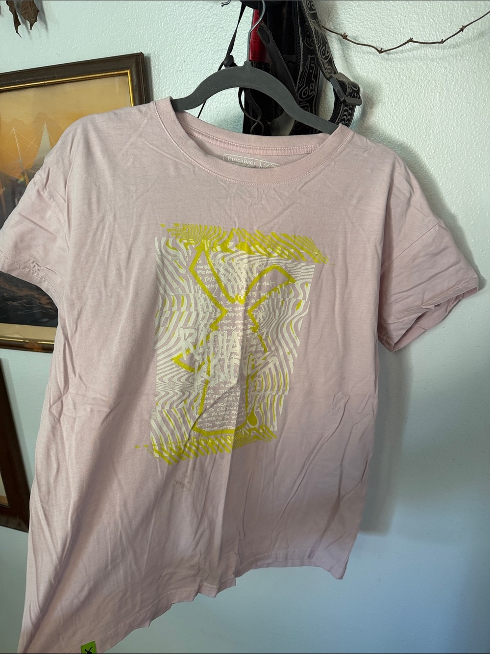 Dutch Bros Pink Short Sleeve Tee with Yellow Graphic